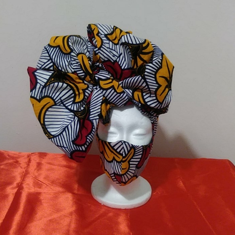 🔥Sale Stunning Ankara fabric headwrap and facema…
